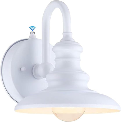 LONEDRUID Dusk to Dawn Sensor Outdoor Gooseneck Barn Light Fixtures White Exterior Wall Sconce Lighting Waterproof Outside Porch Lantern Rustic Wall Mount Lamp for House Garage Farmhouse