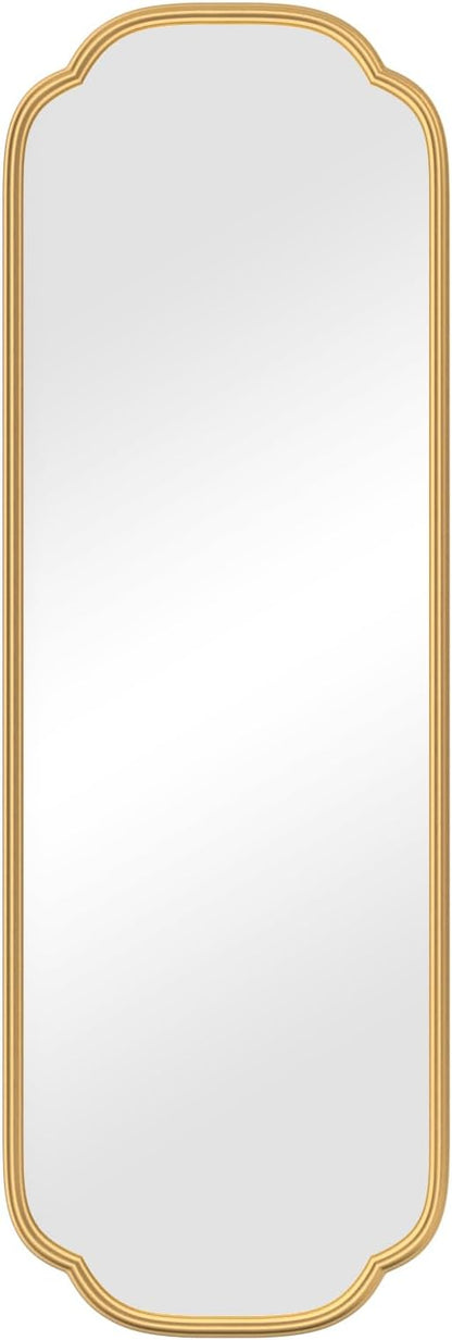 48"x16" Gold Door Mirror Full Length Over The Door with Non-Rusting Metal Frame, Modern Full Body Mirror Bedroom Closet Bathroom