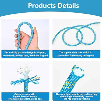 Arborist Rigging Rope - Blue 1/2 in x 150 Ft Static Bull Rope for Climbing Tree Felling Pulling Various Outdoor Applications Construction Swing Sailing