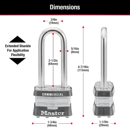 Master Lock 1KALJ Outdoor Padlock with Key, 1 Pack, Silver