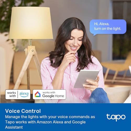 Tapo TP-Link Smart Light Bulbs - Natural Daylight, Dimmable, Compatible w/Alexa and Google Home, A60 Bulb/E27 Base, 60W Equivalent, 800LM CRI>90, 2.4GHz WiFi Only, No Hub Required, L520E(4-Pack)