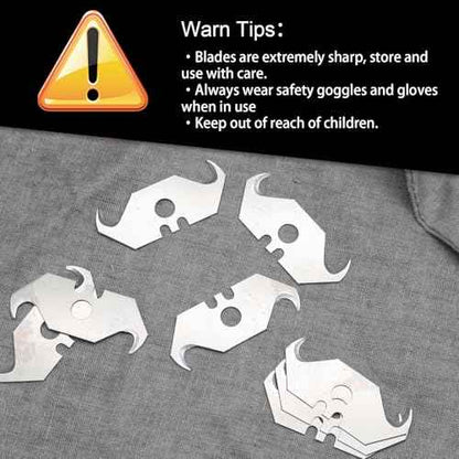 50 Pcs Utility Knife Hook Blades, SK5 Steel Utility Hook Blades Razor Blades Box Cutter Blades with Plastic Case Utility Knife Blades Replacement Blades for Carpet, Roofing, Box Cutter