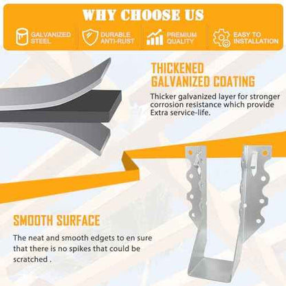 [50 Pack] 2x6 Joist Hanger, 18 Gauge LU28 Galvanizing Face Mount Joist Hangers, Wood Hurricane Ties, Rafters Tie
