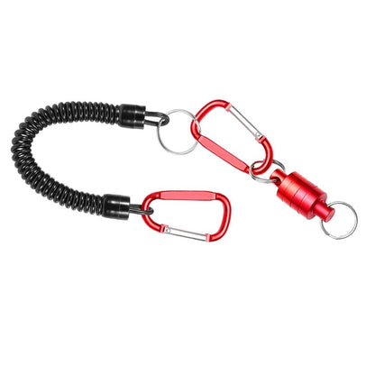 Retractor Keychain with Retractable Coiled Lanyard – 2kg/4.4lb Pull Force Fly Fishing Net Holder, Secure Attachment & Quick Access for Wading(Red)