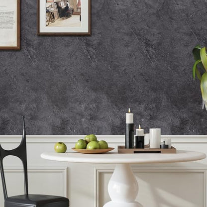 CRE8TIVE Dark Grey Concrete Wallpaper Peel and Stick Concrete Contact Paper for Countertops Cabinets Waterproof 12"x80" Self Adhesive Industrial Cement Wallpaper Textured for Kitchen Backsplash Walls