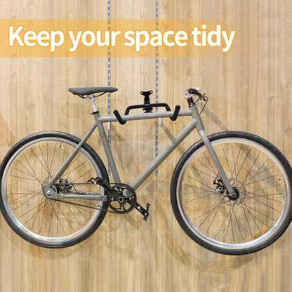 Bike Wall Parking Stand - Adjustable Horizontal Bicycle Storage Rack for Garage and Home - Metal Hook Holder for Road, Mountain, and Hybrid Bikes