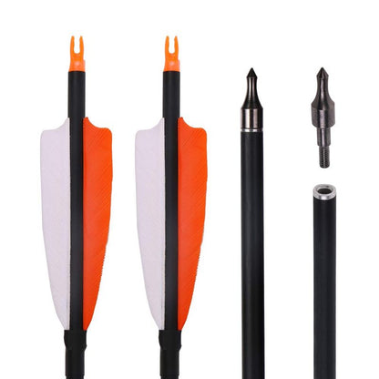 TOPARCHERY Premium 30" Carbon Hunting Arrows with Selected 4" Real Turkey Feathers Fletching and Removable Tips - 500 Spine Practice Target Arrows for Compound & Recurve Bow - 12Pcs