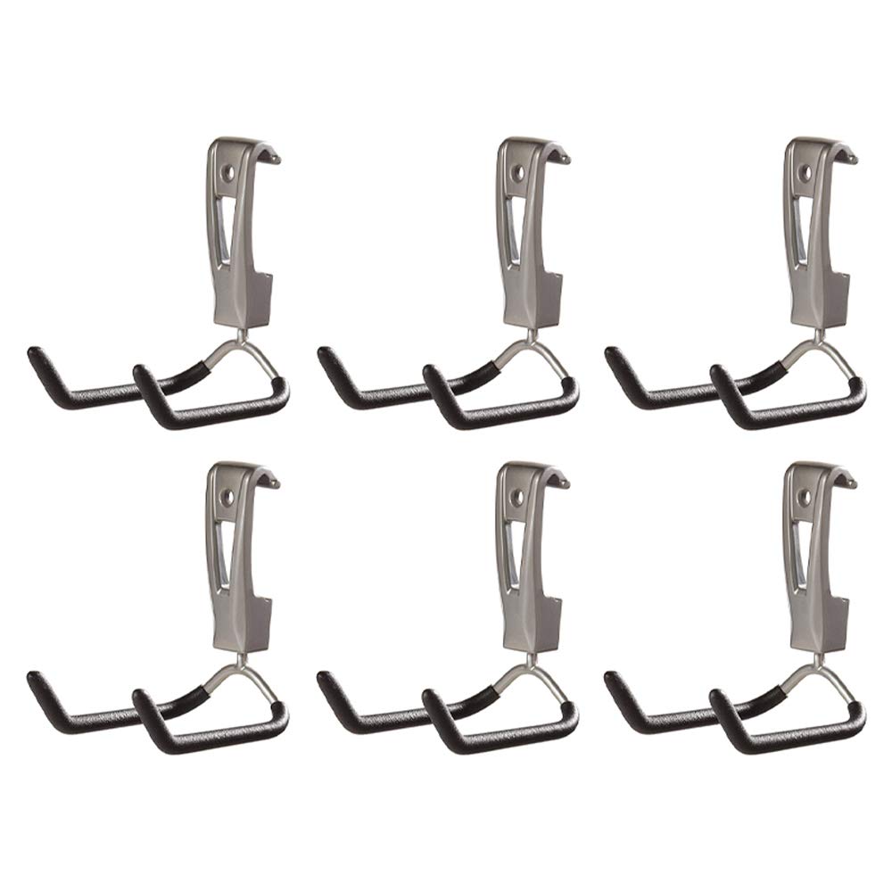 Rubbermaid Fasttrack Wall Mounted Garage Storage Utility Multi Hook for Tools, Chairs, Hose, Equipment, and Other Items, Supports 25 Lbs Each (6 Pack)