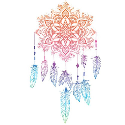 Maydahui 4 Sheet Mandala Flower Feather Lotus Wall Decal for Living Room Bedroom