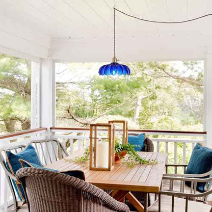 Plug in Pendant Light: Hanging Light Plug in Fixture Bule Glass Hanging Lamp, Pendant Lighting for Kitchen Island, Bedroom, Dining Room, Living Room, E26 No Bulb
