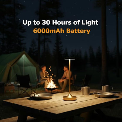 Cordless Table Lamp Rechargeable - 6000mAh LED Battery Operated Table Light - Portable Touch Dimmable Outdoor Waterproof Table Lamps for Patio Restaurant Dining (2 Bronze)