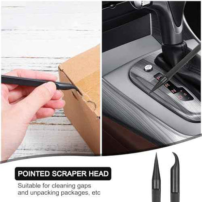 17 Pcs Plastic Scraper Tool Small Carbon Fiber Plastic Scrapers Non Scratch Black Multi-Purpose Pen-Shaped Scraper for Tight Spaces Kitchen Car Crevice Food Cleaning Tool