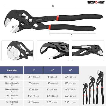MAXPOWER 3 Pieces Pliers Wrench 7 inch 10 inch 12 inch