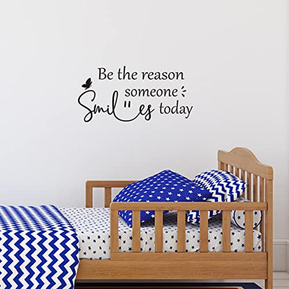 Vancetyno Be The Reason Someone Smiles Today Vinyl Wall Decal Inspirational Quote Wall Art Decal for Office Living Room Bedroom Nursery Classroom Home Decor