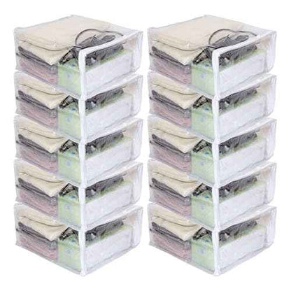 10-Pack Clear Vinyl Storage Bags 9 x 11 x 5 Inch with Zipper and 7.5" Display Pocket