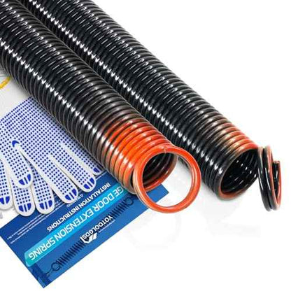 Pair of 170 lbs Heavy Duty Garage Door Extension Springs Stretch Springs, 25¡± Long, Double Loop Ends, High Precision Electrophoresis Black Coated,MIN 16,000 Cycles,for 7ft High Garage Doors