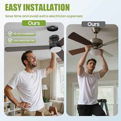 Ceiling Fans with Lights, 42" Modern Low Profile Ceiling Fan with Light and Remote Control, 3CCT, 6 Speeds Reversible DC Motor, Noiseless, Black LED Ceiling Fan for Bedroom, Living, Indoor/Outdoor Use