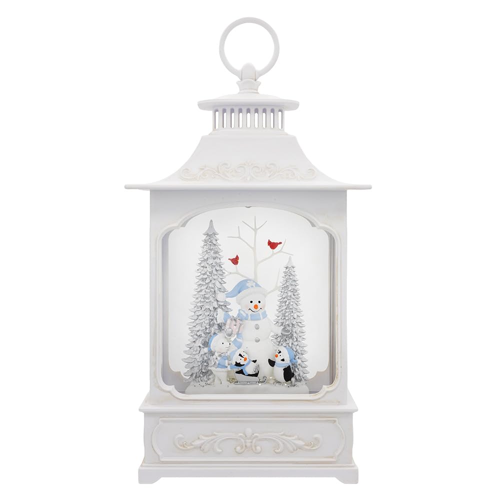 Kurt Adler 12.75" Battery Operated USB LED Lighted Snowmen & Penguins Water Lantern