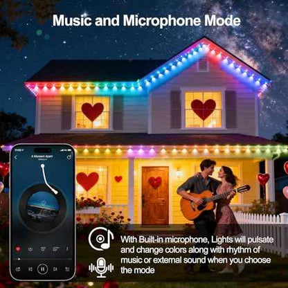 Permanent Outdoor Lights for House, 100FT RGB LED Eave Lights with APP/Remote Control, Music Sync & DIY Scenes, IP67 Waterproof Outdoor House Light for Christmas, Halloween, Party, Holiday, Daily
