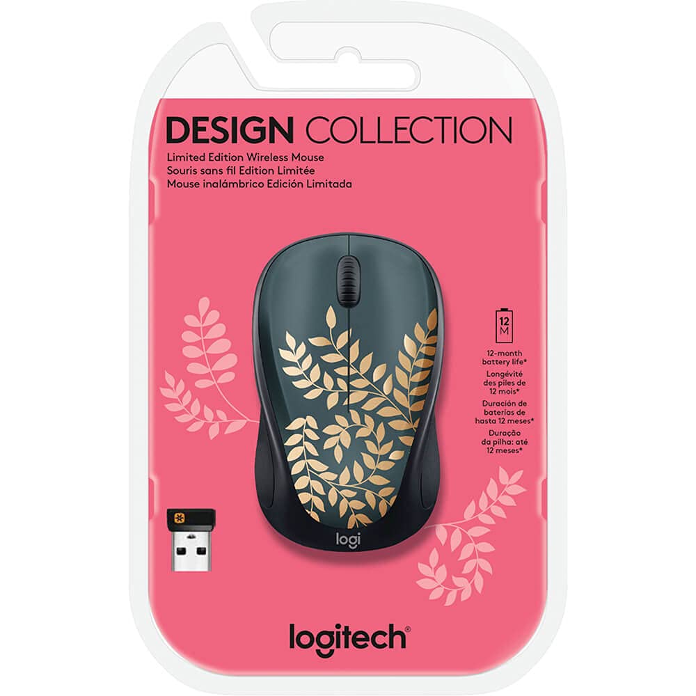 Logitech - Design Collection Limited Edition Wireless Compact Mouse with Colorful Designs - Golden Garden