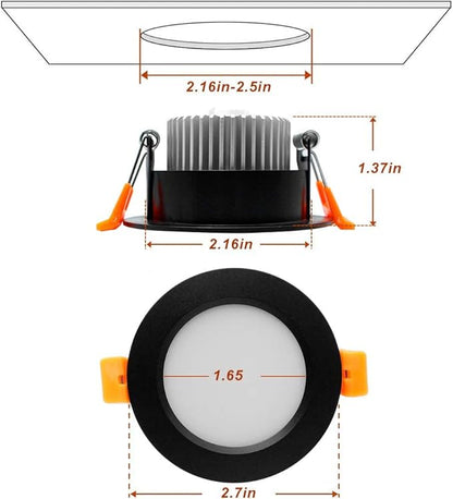 YGS-Tech 2 Inch LED Recessed Lighting, Dimmable Downlight 3W(35W Halogen Equivalent), CRI80, 3000K Warm White Ceiling Light with LED Driver(1 Pack)