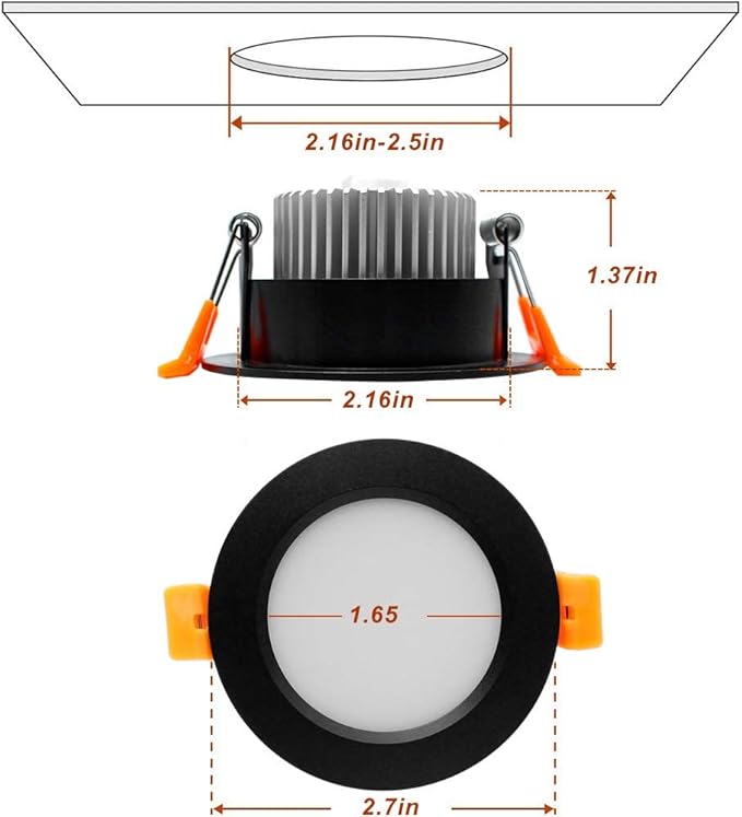 YGS-Tech 2 Inch LED Recessed Lighting, Dimmable Downlight 3W(35W Halogen Equivalent), CRI80, 2700K Ultra Warm White Ceiling Light with LED Driver(1 Pack)