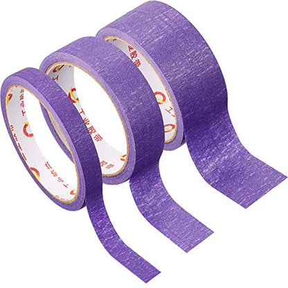 Outus 3 Rolls 45 Yards Purple Crafting Tape Multipurpose Removable Masking Tape for Art DIY Labeling Decoration, 0.5 in, 1 Inch, 1.5 Inch