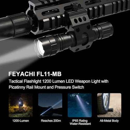 Feyachi Tactical Flashlight LED Weapon Light 1200 Lumen with Picatinny/M Lock Rail Mount and Pressure Switch Included