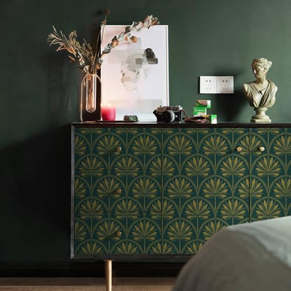 Heroad Dark Green Peel and Stick Wallpaper Tropical Wallpaper Green and Gold Contact Paper for Bedroom Living room Removable Self-Adhesive for Cabinets Shelf Liner Vinyl Roll Self Adhesive 78.7"x17.3"