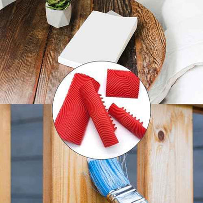 4Pcs Wood Grain Tool, Wood Graining Painting Tool, Texture Pattern Paint Roller Tool, Rubber Empaistic Graining Tool, Natural Wood Grain Making Tool for DIY Wall Room Art Decoration