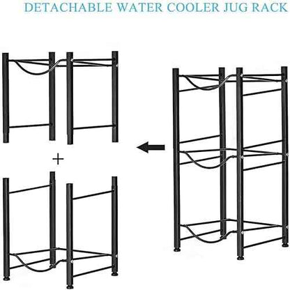 LIANTRAL 5 Gallon Water Bottle Rack - Detachable Heavy Duty 3-Tier Stand for Home, Office (Black)