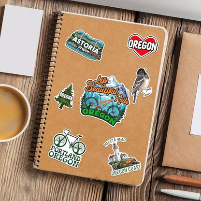 Oregon State Travel Stickers 50 Pieces Vinyl Waterproof Decal for Laptop Water Bottle Phone Car Window Bike Motorcycle Stakeboard Scrapbook OR Sticker Gifts for Kid Teen Adult