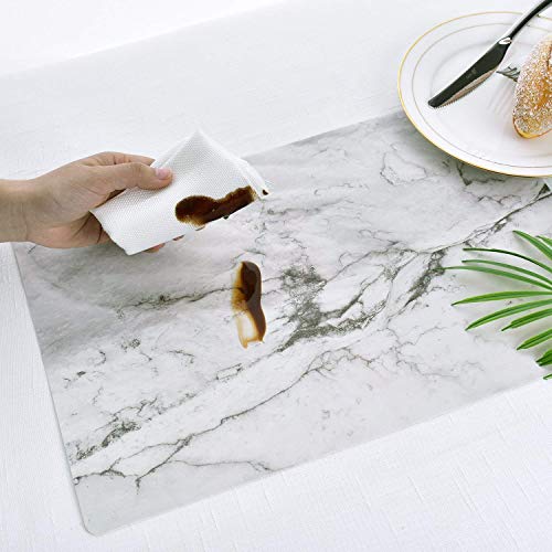 Menghao 6 PCS Waterproof Placemats Environmental Materials Multiple Styles Easy Clean for Kids Educational Learning Kitchen Dinner Party((Marble)