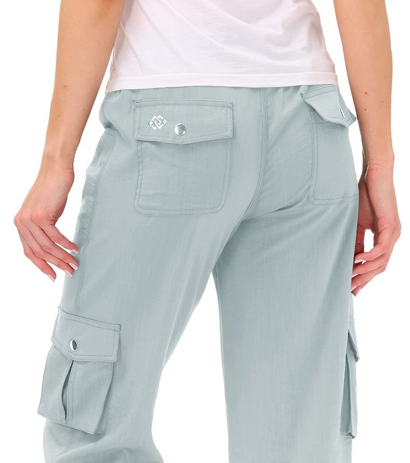 MoFiz Womens Capris with Pockets Loose Fit Casual Capri Pants Dressy Lightweight Ladies Baggy Cargo Pants for Hiking Light Gray XL