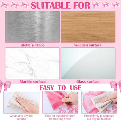 Pink Bow Wall Decal Stickers Christmas Decorations Stickers Removable Christmas Decorations Indoor Home Decor for Room Nursery School Restaurant Cafe Door Window Party