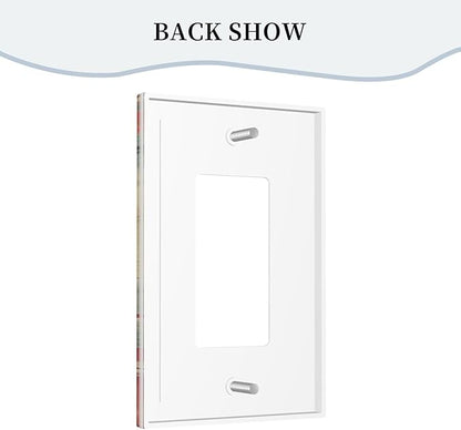 Colorful Feathers Blue Red Single Decora Outlet Wall Plate 1 Gang Rocker Decorative Switchplate Faceplate GFCI Light Switch Covers for Home Living Decor