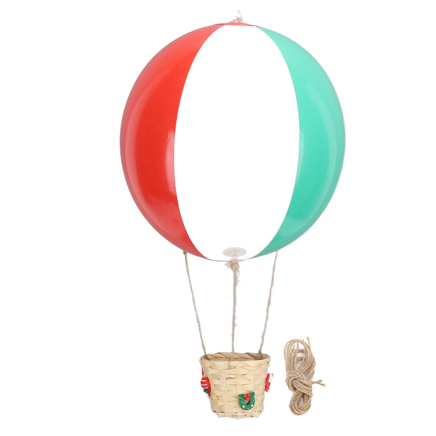 OEBUAFI Christmas Hot Air Balloon Basket, PVC Storage Bin for Dolls Candies, Lightweight Holiday Decor with Hemp Rope for Christmas Decor