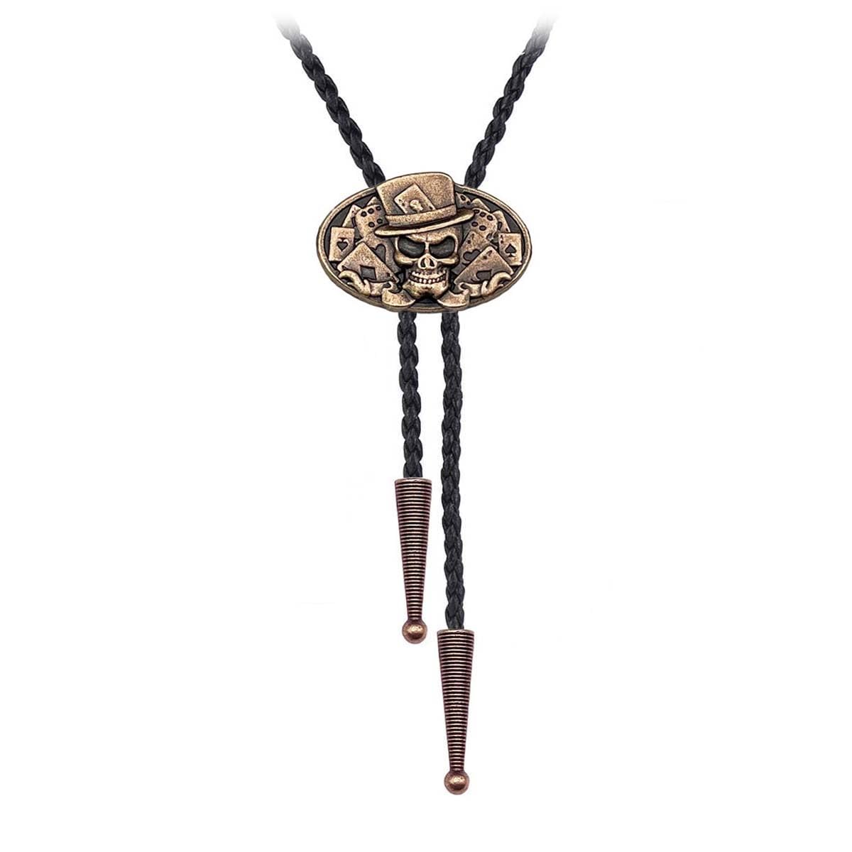 JPJZY BRBAM Western Cowboy Skull Bolo Tie Characteristic Skeleton Pendant Bolo Tie Necktie for Men's Jewelry Collection (Style 6 - Red)