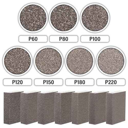 Sanding Sponge 60 80 100 120 150 180 220 Grit Reusable and Washable Wet Dry Sand Block Coarse Medium Fine Sandpaper Blocks for Wood Drywall Metal Crafts (Pack of 7 Pcs)
