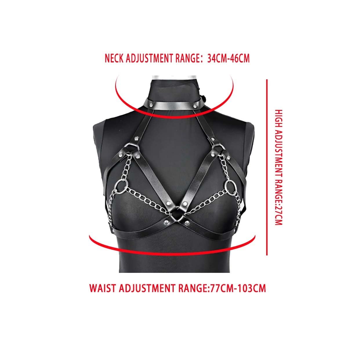 Leather Bra CageStyle Shoulder Strap,Chest Harness for Women Fashion Goth,Punk Black Leather Chest Harness Body Waist Chain Belt Rave Nightclub Belly Bra Jewelry Accessor for Halloween Carnival