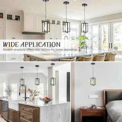 3 Pack Black Pendant Lights for Kitchen Island, Industrial Hanging Light Fixture with Durable Metal Shades, Kitchen Island Lighting for Dining Room, Entryway, Restaurant