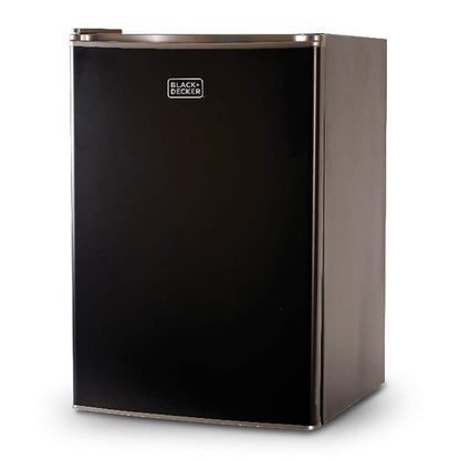 BLACK+DECKER 2.5 Cu. Ft. Compact Refrigerator, ENERGY STAR Certified, Single Door Mini Fridge with Chiller Compartment, Personal Fridge for Home or Dorm Room, R600a Refrigerant, BCRK25B, Black