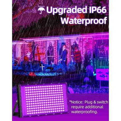 200W LED Black Lights IP66 Waterproof Black Light Outdoor with 10ft Plug+Switch, Flood Blacklight for Halloween Glow in The Dark Party Stage Light Neon Glow Birthday 2 Pack
