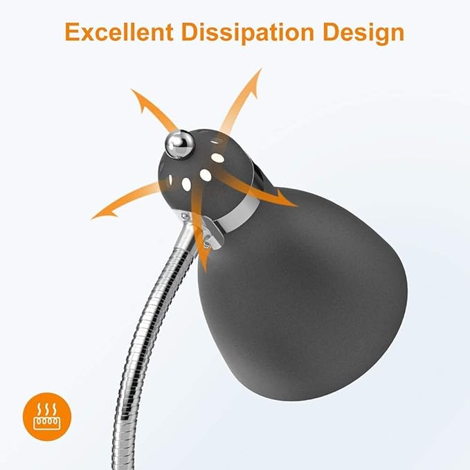 LEPOWER Floor Lamp, Metal Standing Lamp with Adjustable Gooseneck, Heavy Metal Base, Reading Pole Lamp for Office, Black Floor Lamps for Bedroom, Living Room