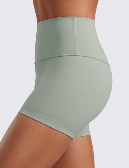 CRZ YOGA Butterluxe Biker Shorts 4'' - High Waisted Booty Workout Volleyball Yoga Womens Spandex Green Palm Court Medium