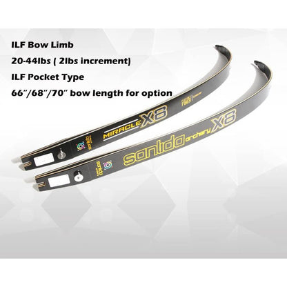 ZSHJGJR 66" 68" 70" Archery Recurve Bow Limbs ILF Device ILF Bow Limbs 20-44lbs Compatible for 25" Riser for Adult/Beginner (66 inch, 20lbs)