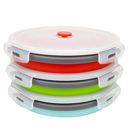 CARTINTS 1200ml Large Collapsible Food Containers Silicone Lunch Containers Silicone Leftover Food Containers, Ideal for Camping Travel, 3Pack