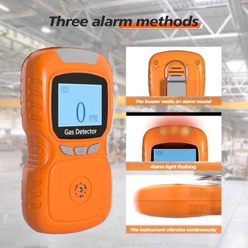 Clip Single Gas H2S Monitor, H2S Monitor Digital H2S Monitor, Clip-on 0~100ppm H2S Gas Detector with Voice, Vibration, Red Indicator Alarms,for Various Working environments
