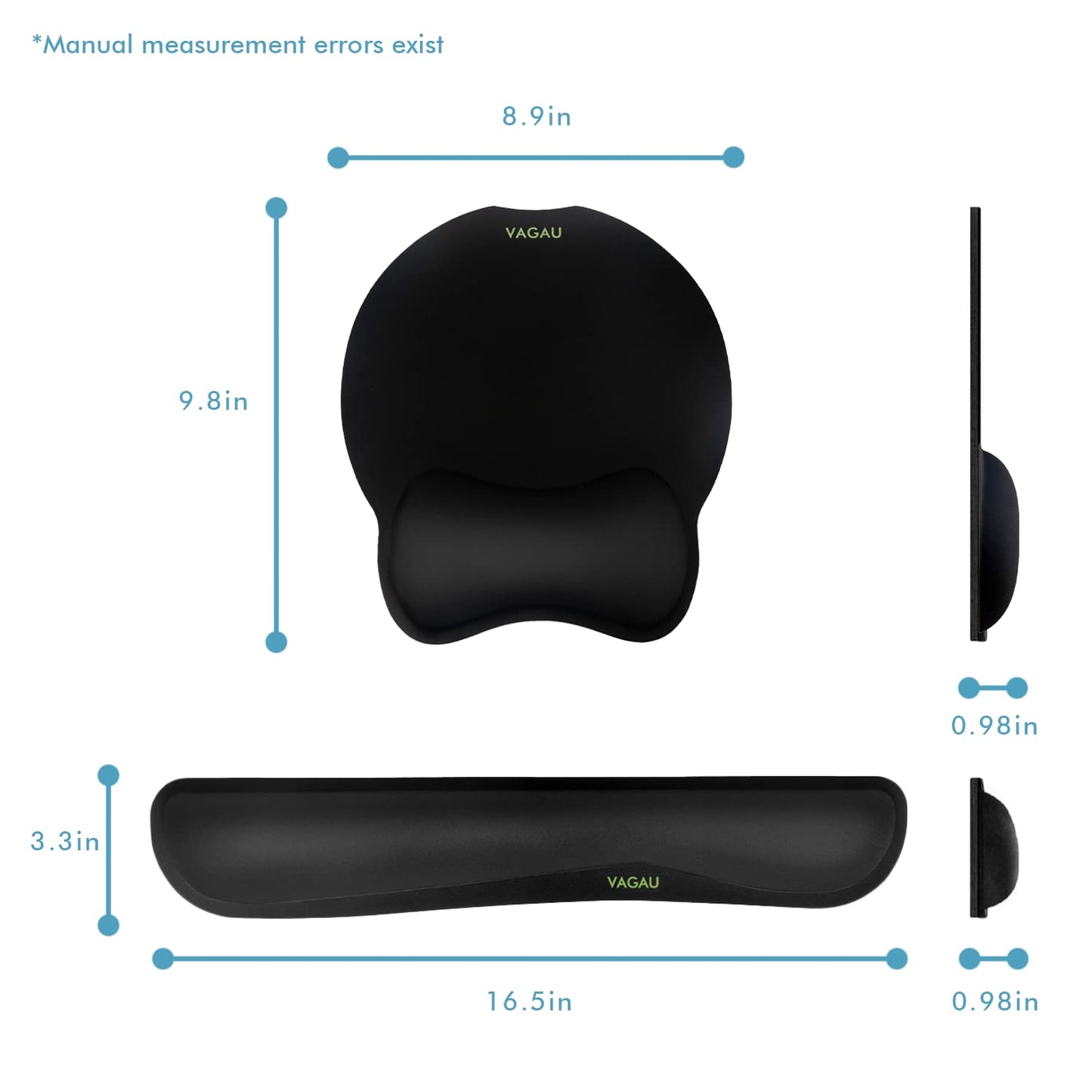 VAGAU Premium Keyboard Wrist Rest and Mouse Pad Wrist Support, Ergonomic Memory Foam Set for Office, Laptop, Mac, Computer and Gaming, Comfortable Typing &Wrist Pain Relief (2 Pack)