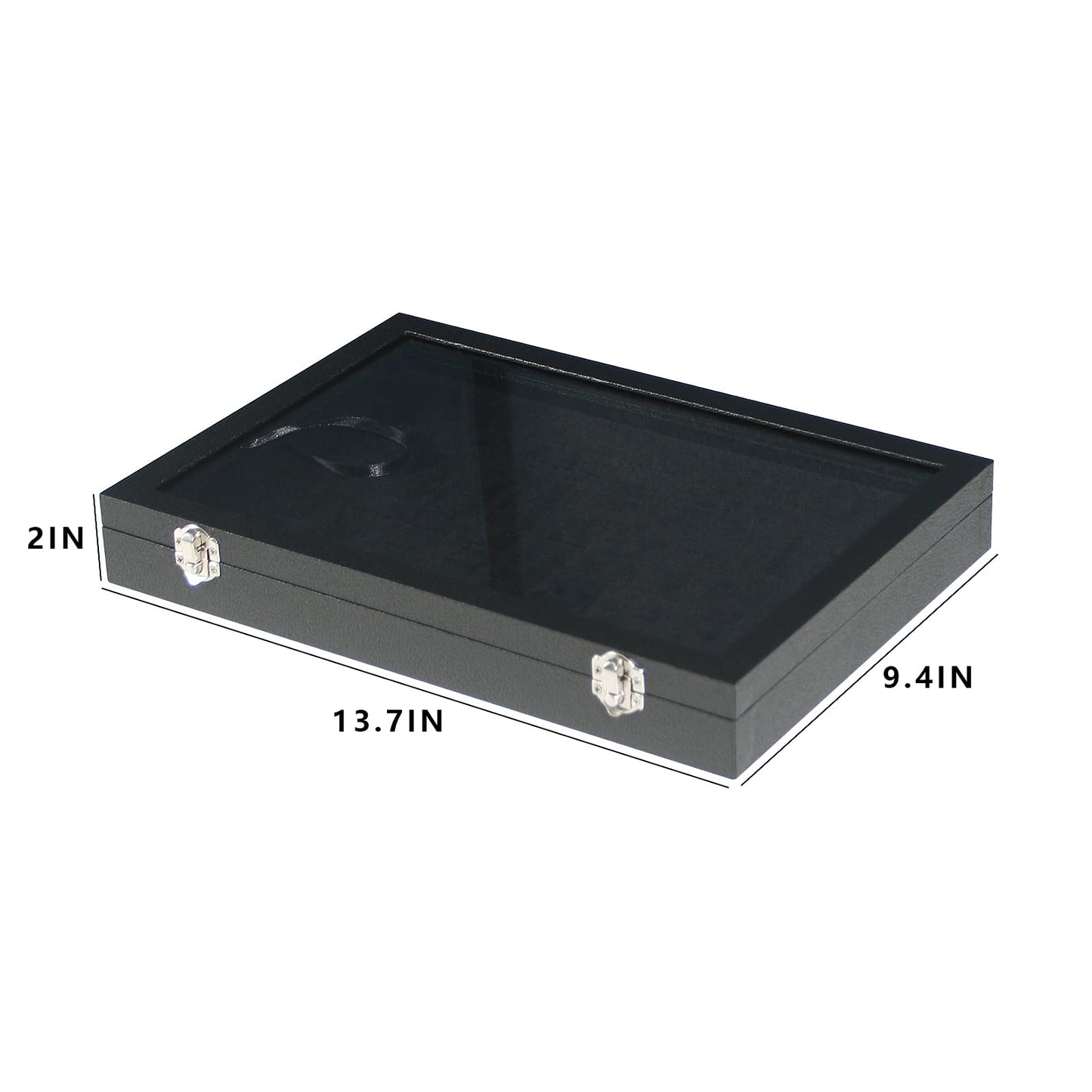Coward Ring Organizer Jewelry Box, Black Velvet 100 Slots Ring Display Tray Case with Transparent Glass Lid for Home Use or Store Selling Show
